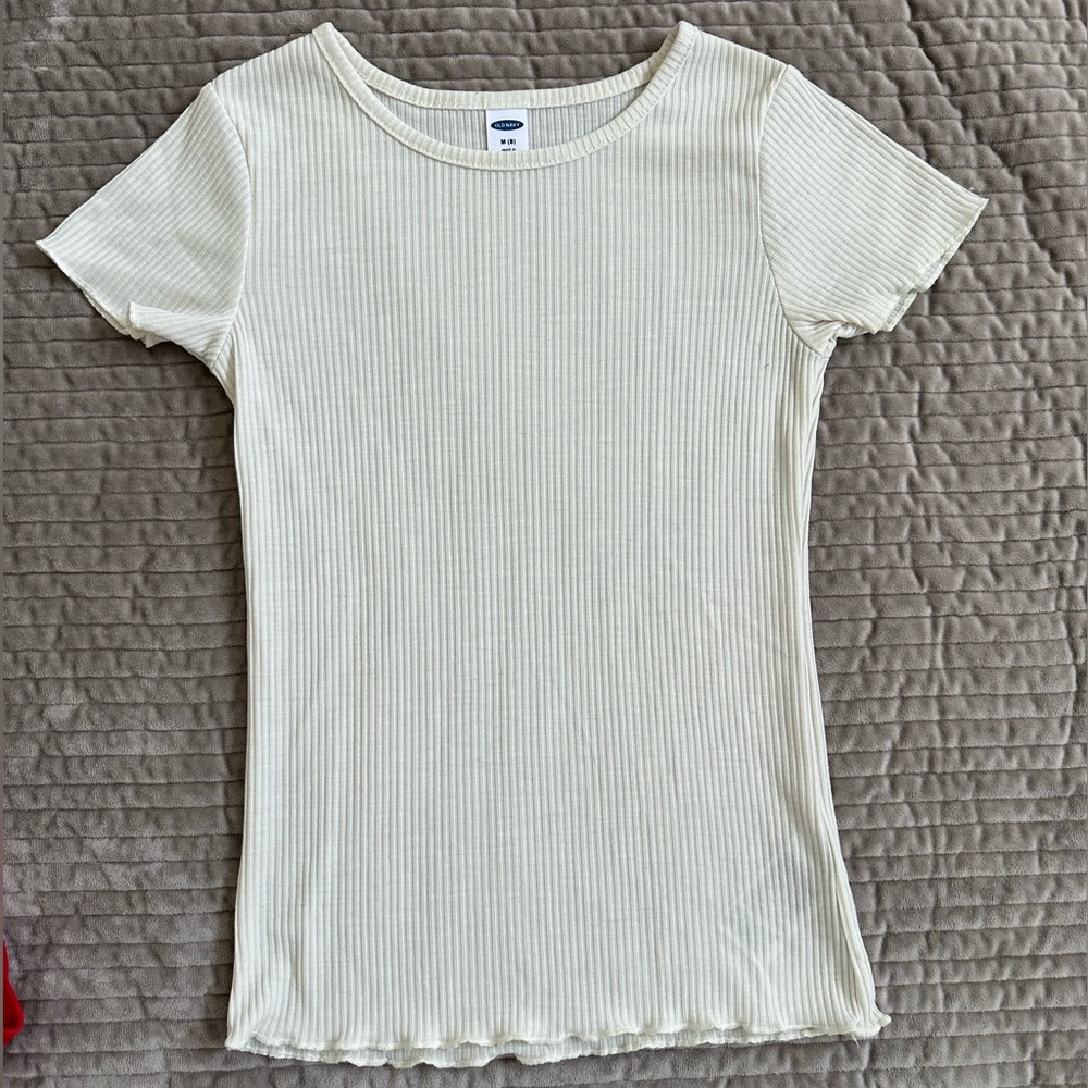 Old Navy Girls M (8) Short Sleeve Cream Tee